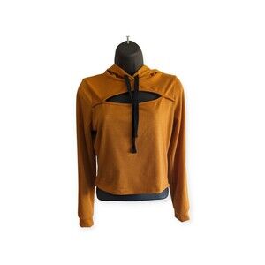 G-Mini Peek A Boo Crop Mustard Yellow hoodie Size L